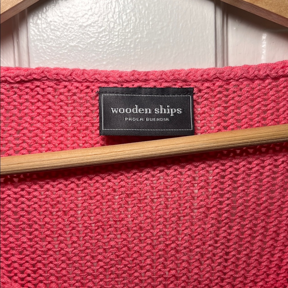 Wooden Ships Pink V-Neck Sweater - Picture 2 of 3